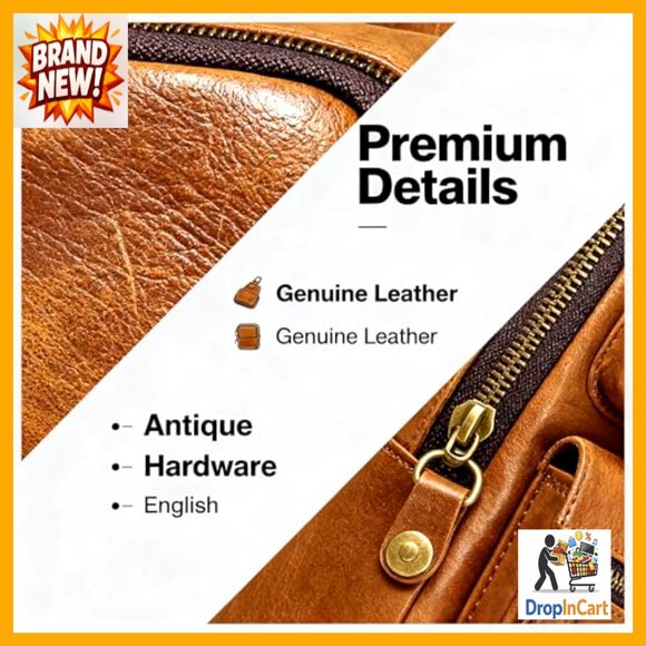 Vintage Leather Crossbody Backpack Daypack Adjustable Straps Unisex Outdoor main image 5
